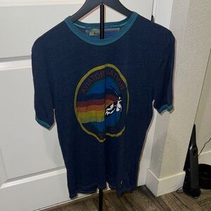Aviator Nation Dark Blue Tee with Rainbow Graphic